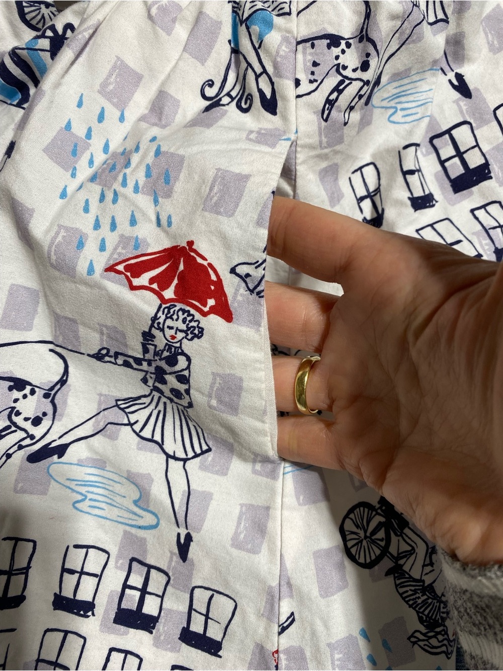 ModCloth “Rainy Day in Paris” Skirt A-Line Novelty whimsical Print Dogs Size M - Picture 11 of 12